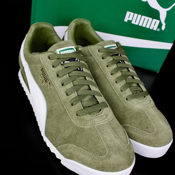 Puma Capulet Olive White Gold Roma Suede - Picture 2 of 5
